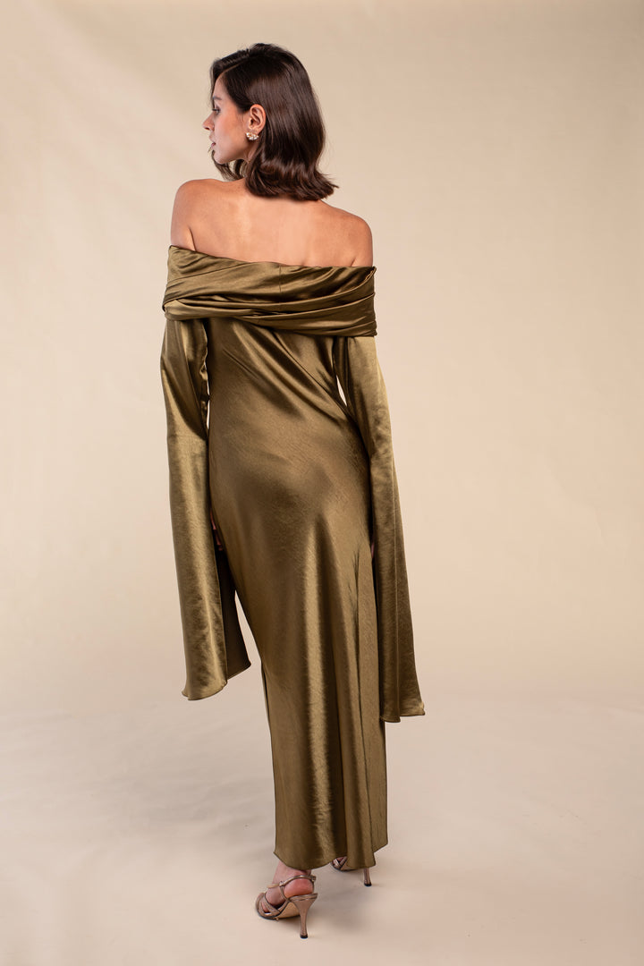 VESTIDO SILVANA VERDE OLIVA - PREORDER  ELENA MOORE STUDIO SL