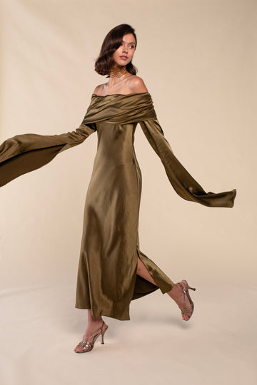 VESTIDO SILVANA VERDE OLIVA - PREORDER