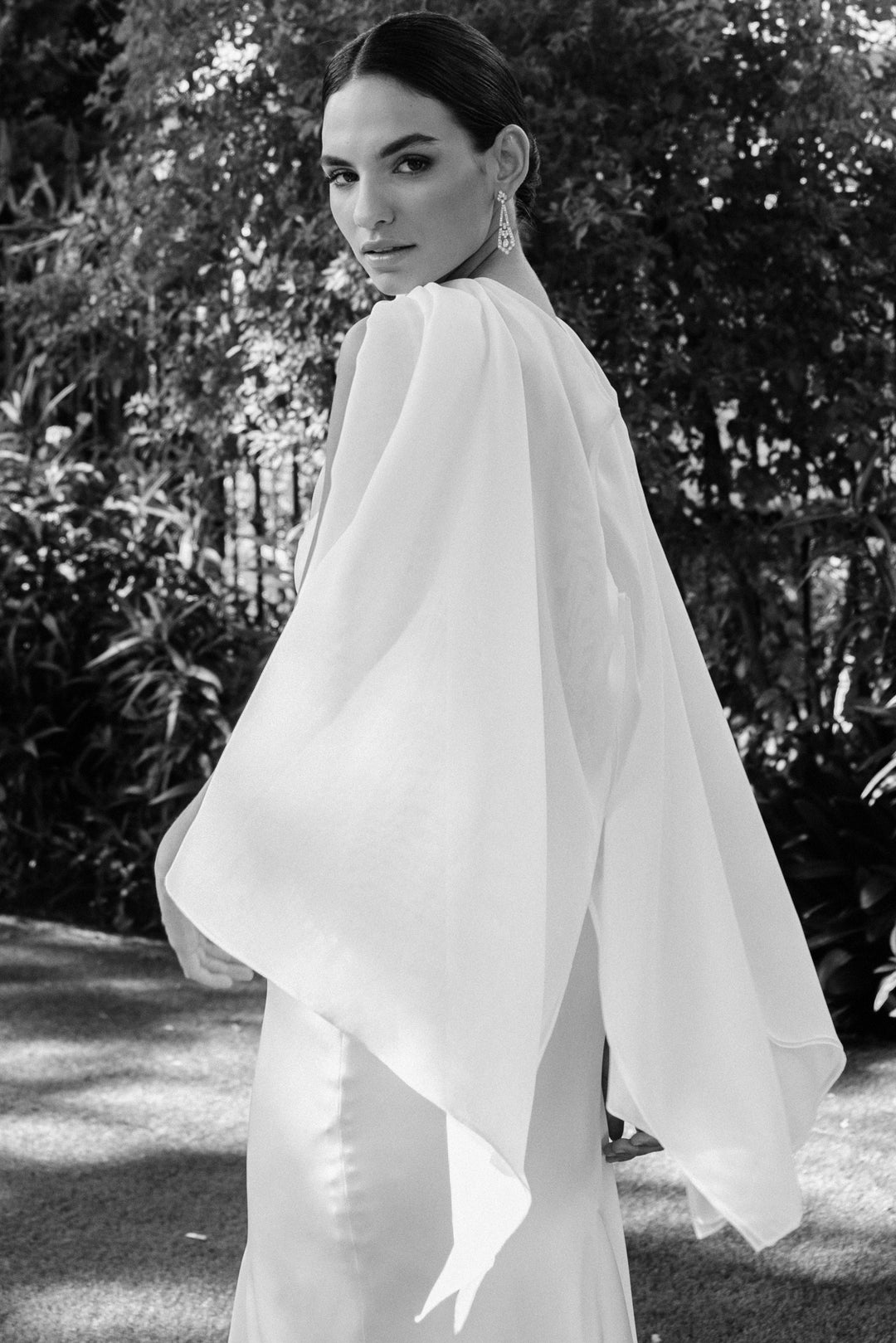 WHITE CHIFFON CAPE - PREORDER ELENA MOORE STUDIO SL WHITE CHIFFON CAPE - PREORDER ELENA MOORE STUDIO SL