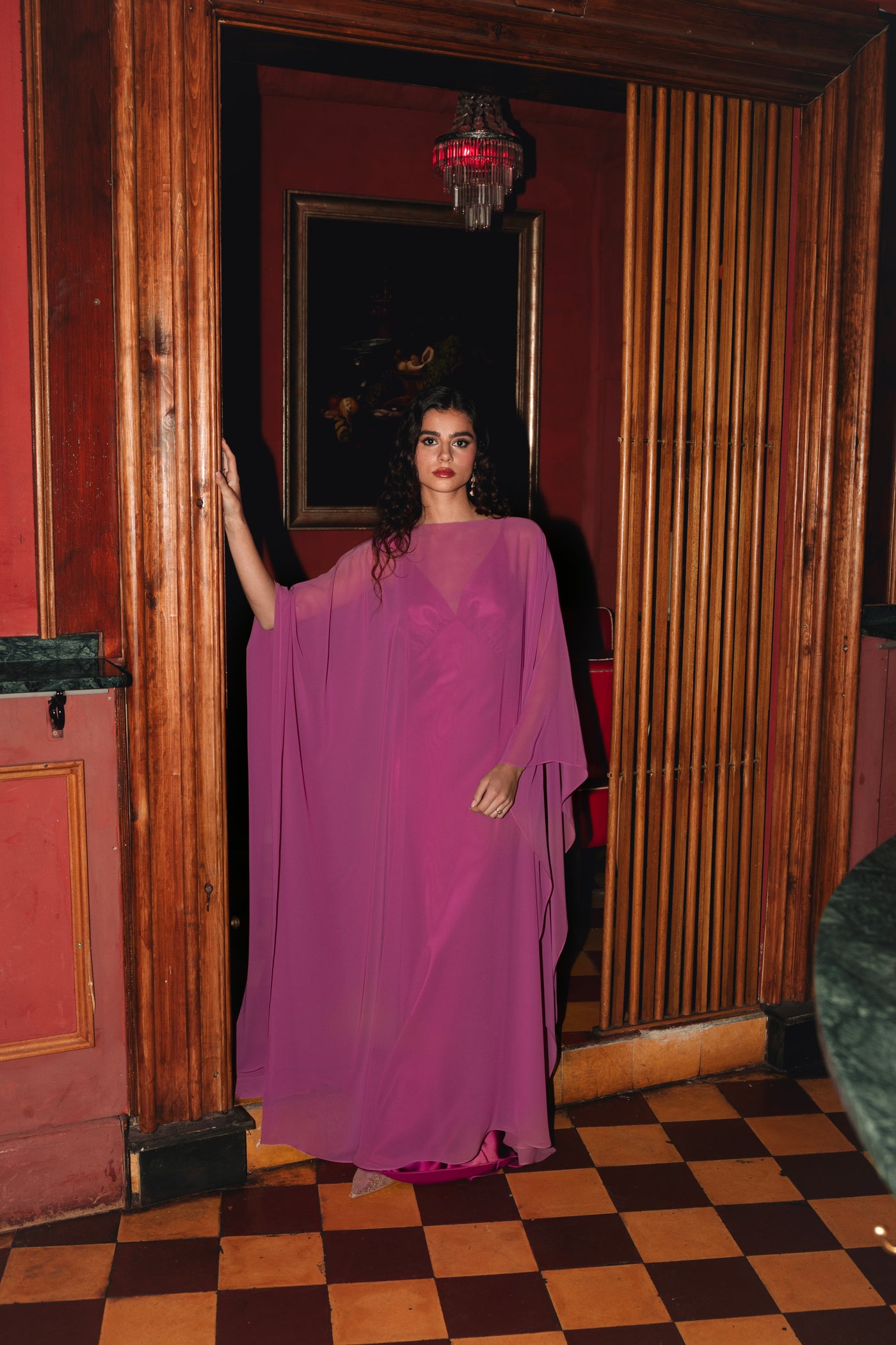 AFRODITA PINK CHIFFON CAPE - PREORDER