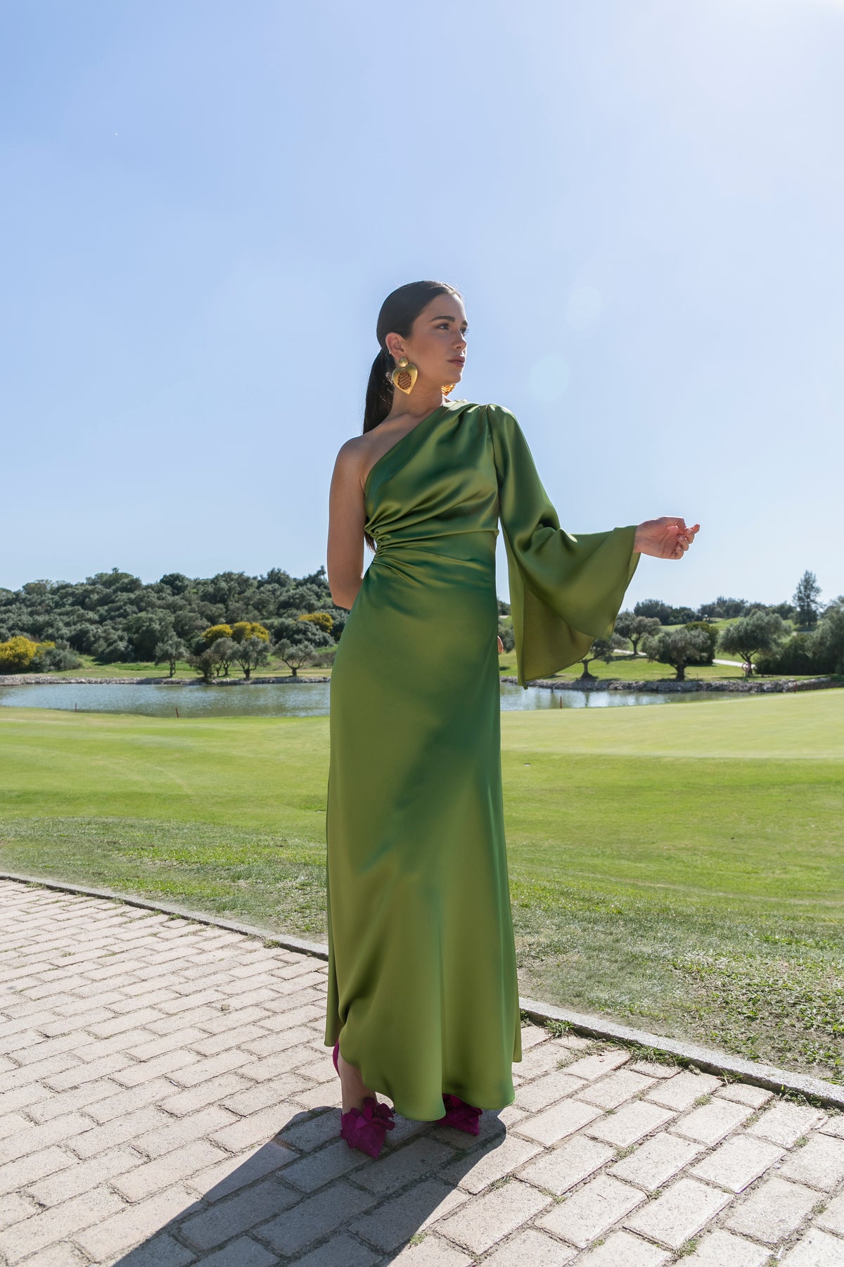 GREEN MANHATTAN DRESS - PREORDER ELENA MOORE STUDIO SL GREEN MANHATTAN DRESS - PREORDER ELENA MOORE STUDIO SL